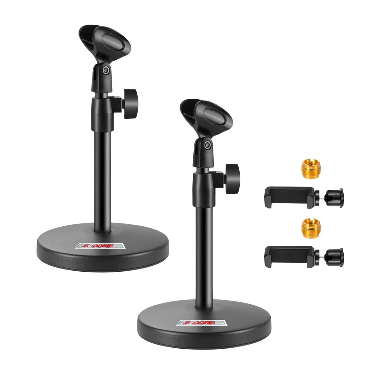 5 Core Mic Stand 2Pc 3 in 1 Desktop Microphone Stands Adjustable Table Microfono Holder w Phone Clamp