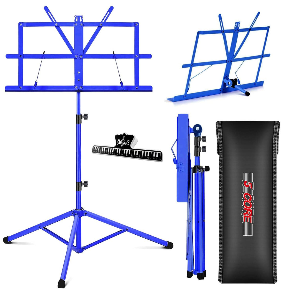 5 Core Music Stand Adjustable Desktop Book Stands Portable Sheet Holder All Metal Foldable Bookstand