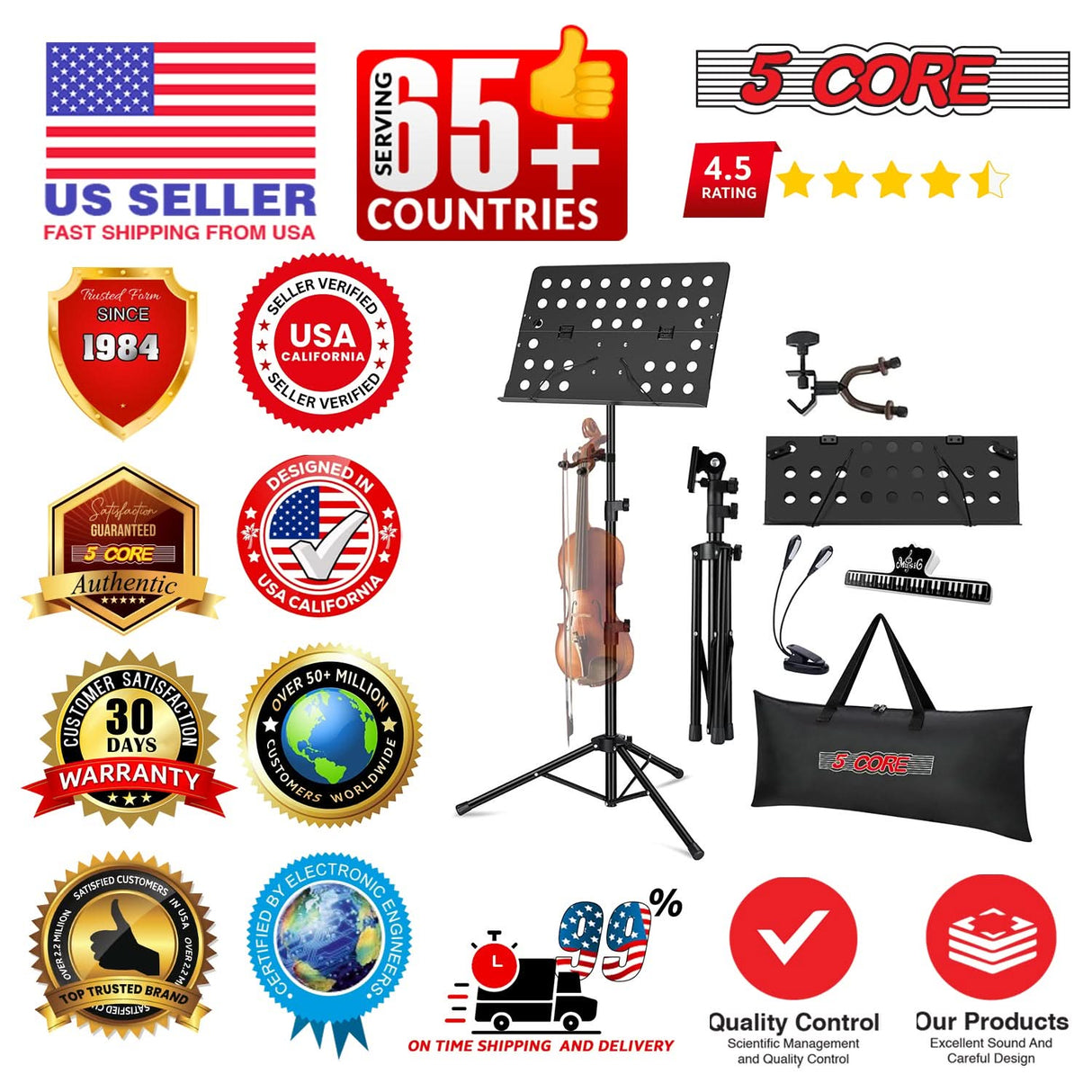 5 Core Music Stand Adjustable Desktop Book Stands Portable Sheet Holder All Metal Foldable Bookstand