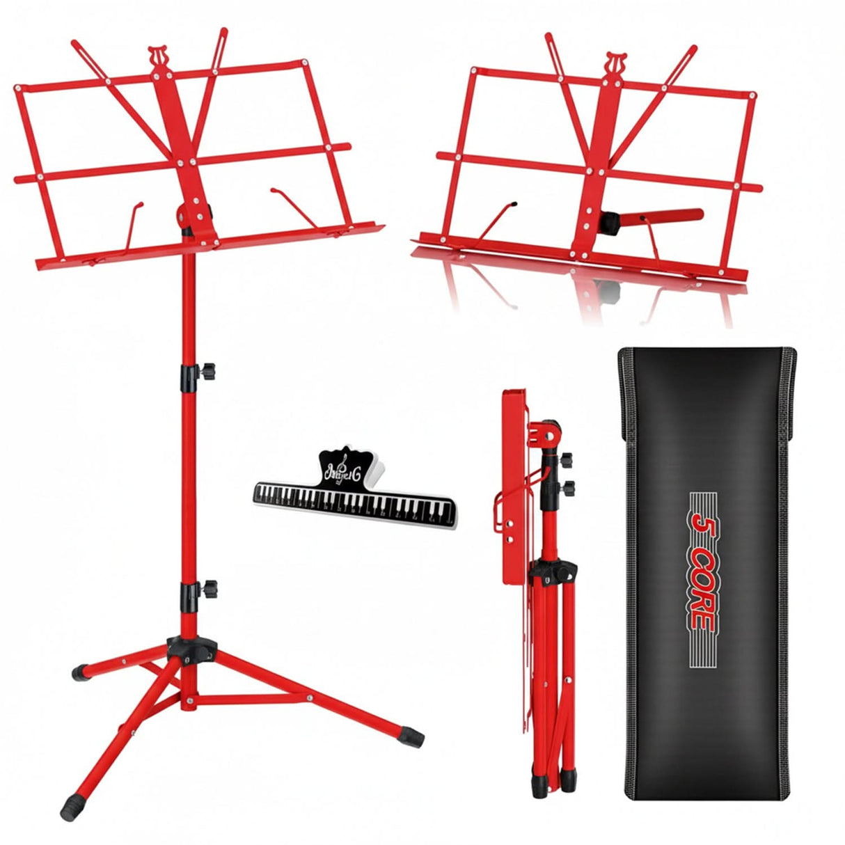 5 Core Music Stand Adjustable Desktop Book Stands Portable Sheet Holder All Metal Foldable Bookstand