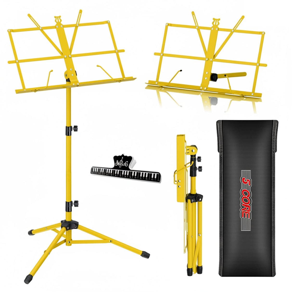 5 Core Music Stand Adjustable 57" Desktop Book Stands Sheet Holder All Metal Portable Bookstand
