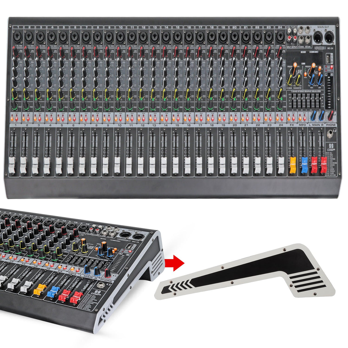 5Core Audio Mixer 24 Channel DJ Mixing Board Bluetooth USB Analog Professional Mezclador De Audio