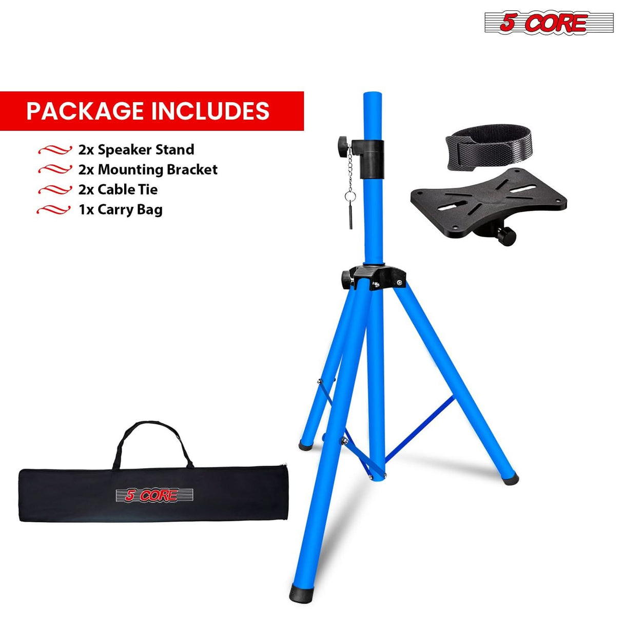 5Core DJ audio tripod stands in sky blue for studio and event use