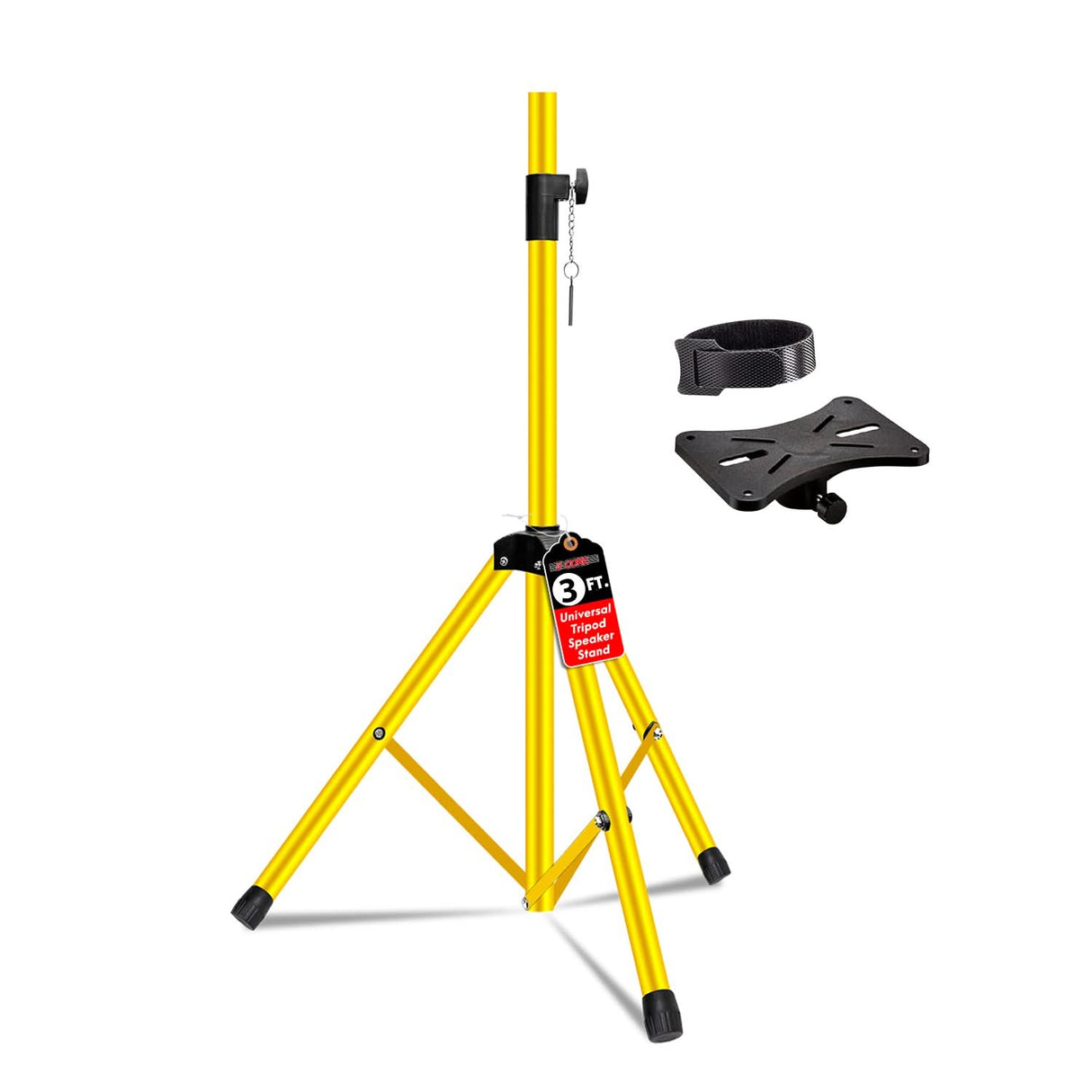 Yellow tripod stand with accessories