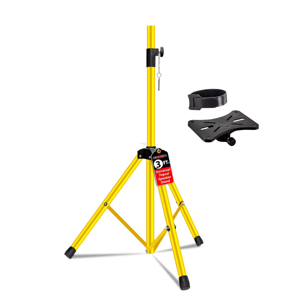 Yellow tripod stand with accessories