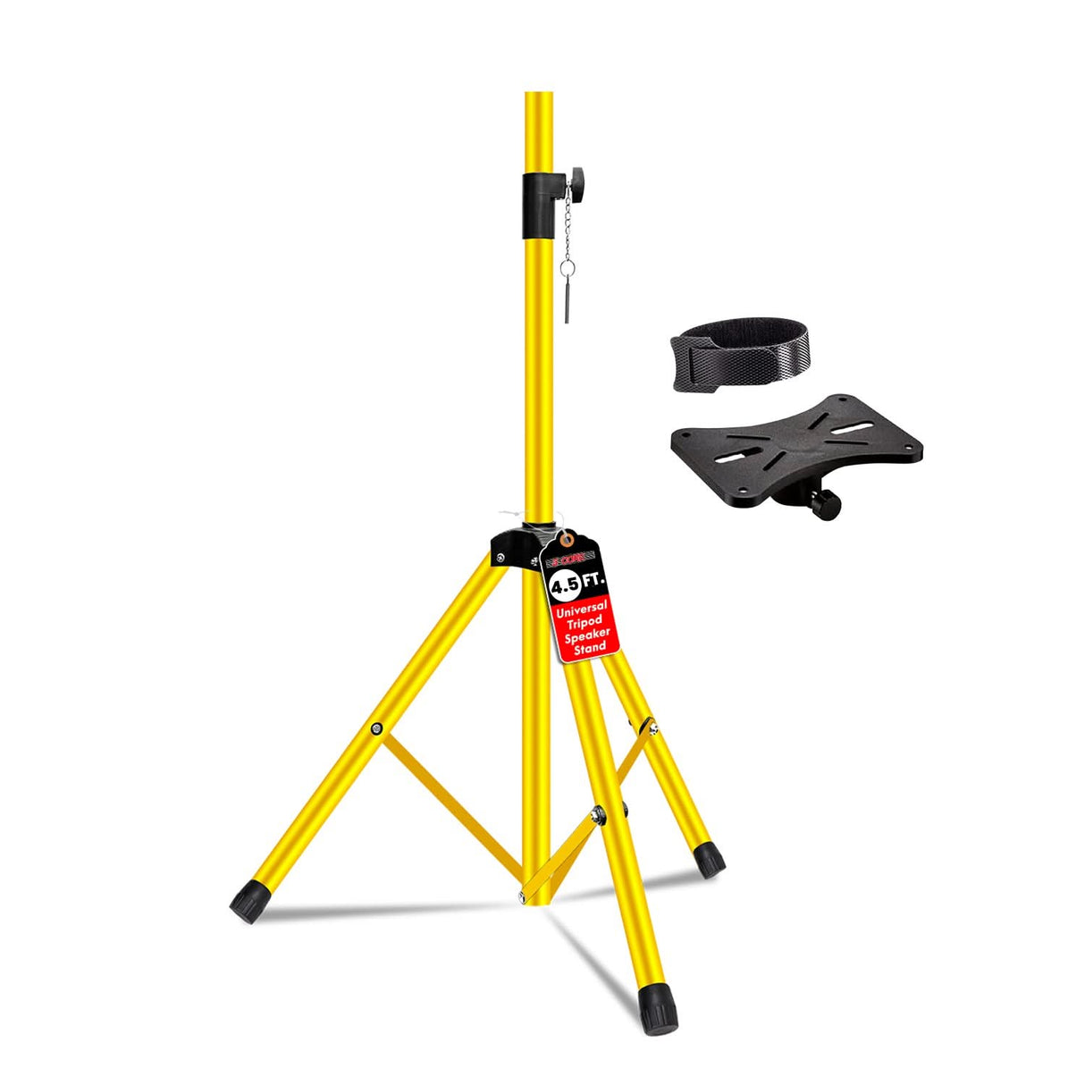Yellow tripod stand with accessories