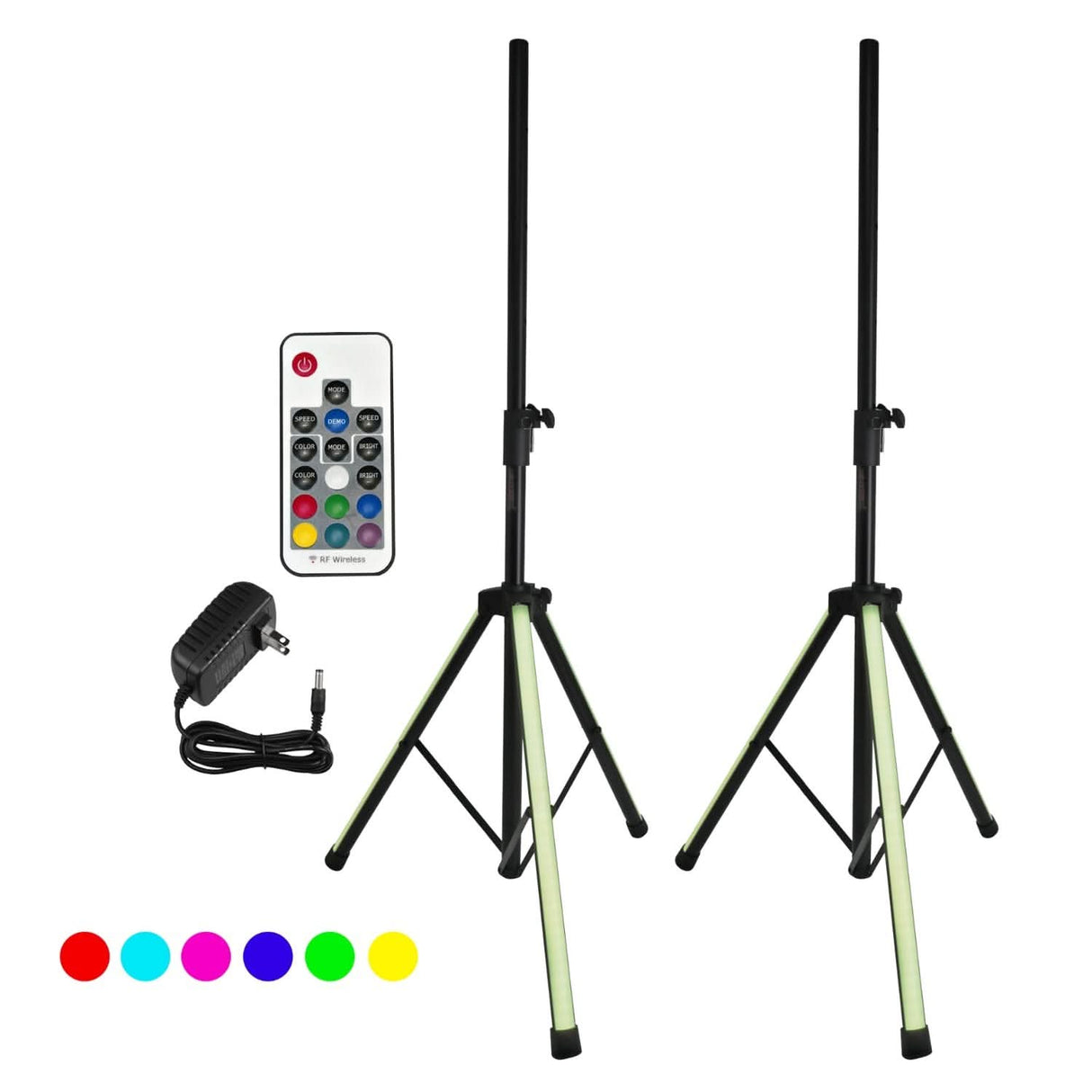 5Core Speaker Stand 2Pcs Tripod w RGB Lights Adjustable 72 Inch DJ Studio Monitor Stands