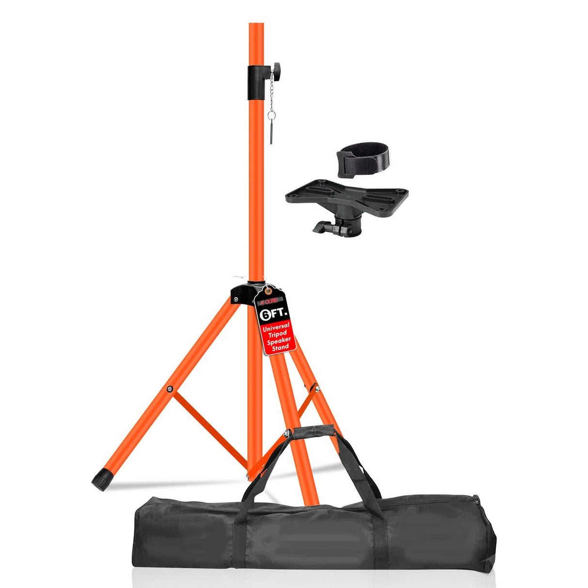 5Core tall orange speaker stand with tripod base and 72 inch adjustable height