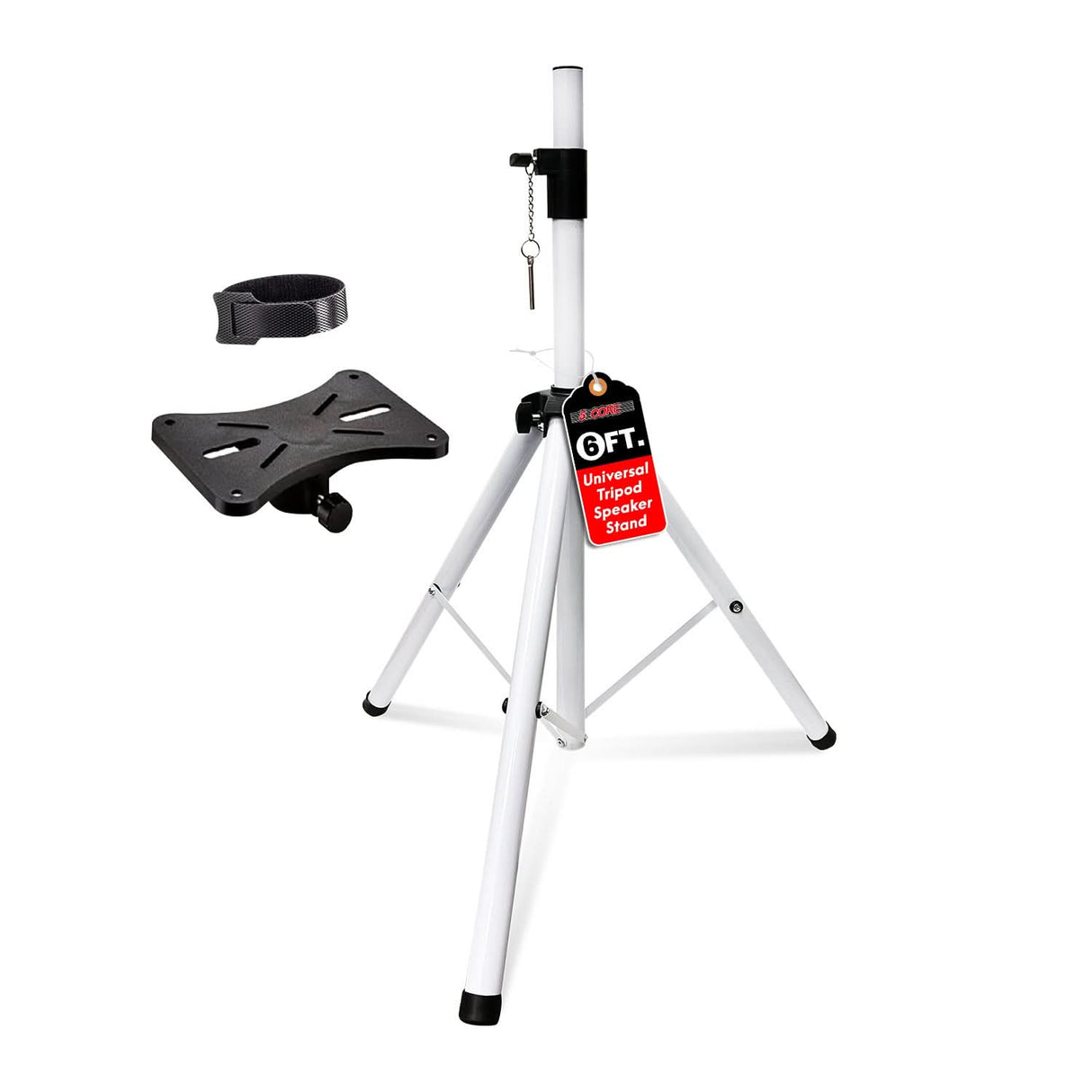 5Core tall white speaker stand with tripod base and 72 inch adjustable height