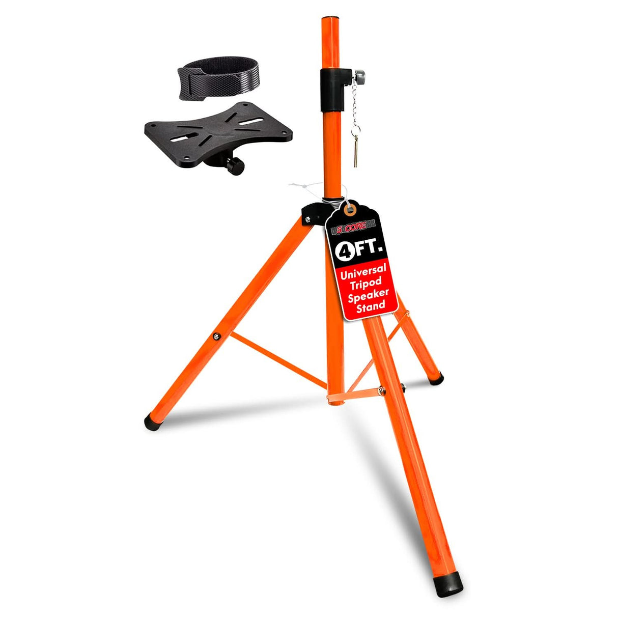5Core short orange speaker stand with tripod base for DJ and studio monitors