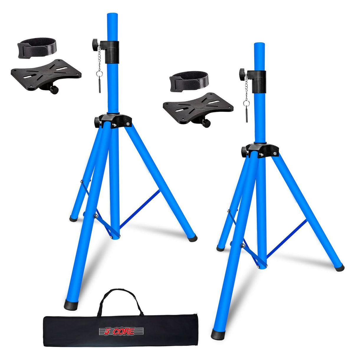 5Core sky blue speaker stand pair with tripod base and 48 inch adjustable height
