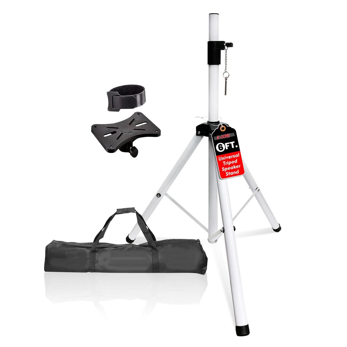 5Core tall white speaker stand with tripod base and 72 inch adjustable height