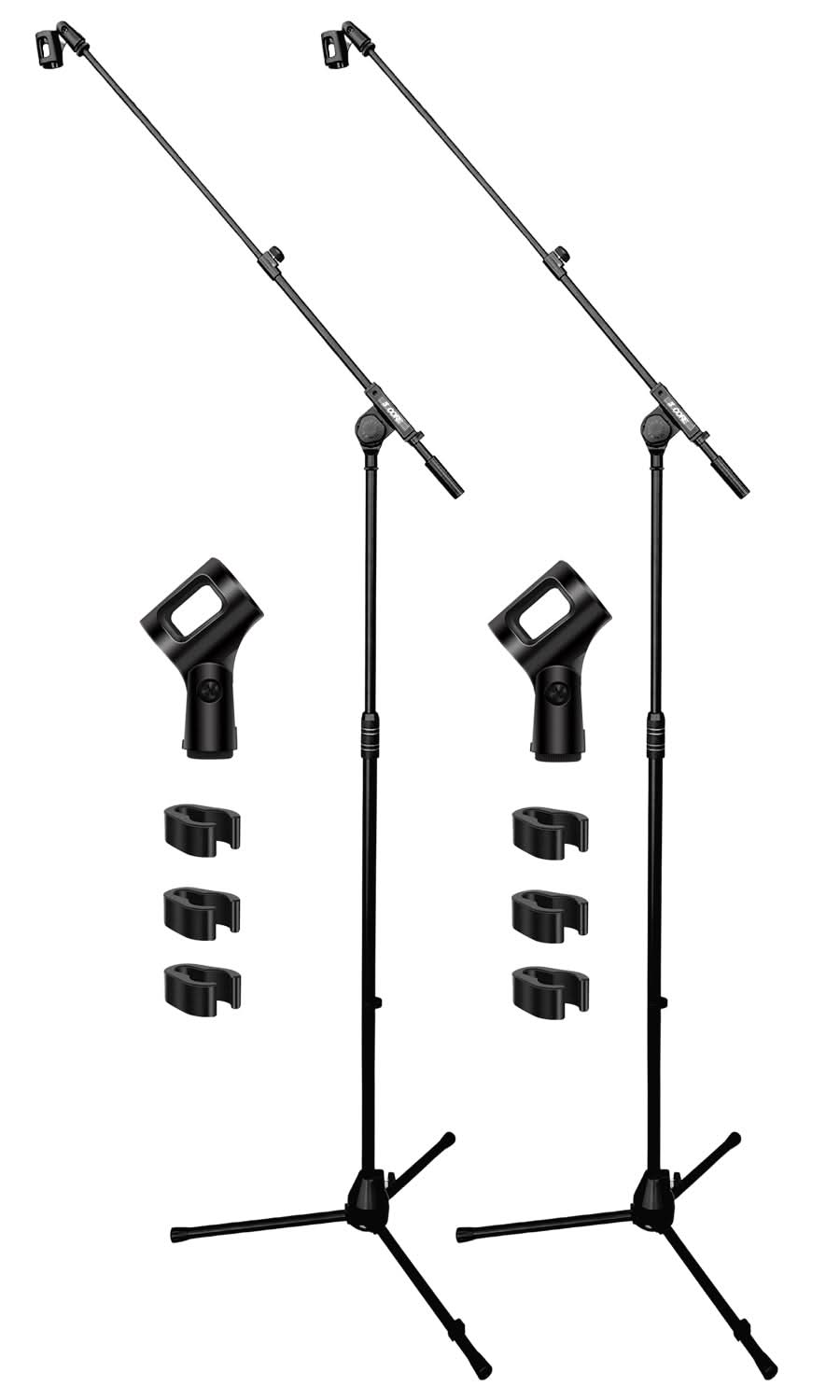 5 Core Mic Stand 2Pcs Adjustable Microphone Stands Floor w 180° Rotating Telescoping Metal Boom Arm