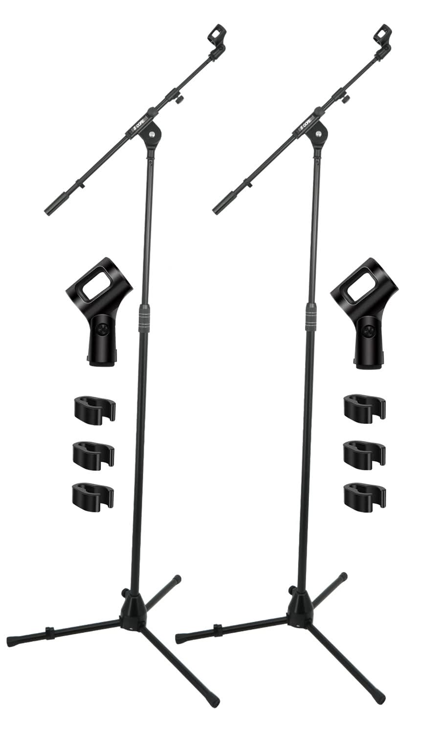 5 Core Mic Stand 2Pcs Adjustable 82" Microphone Stands Floor w 180° Telescoping Metal Boom Arm
