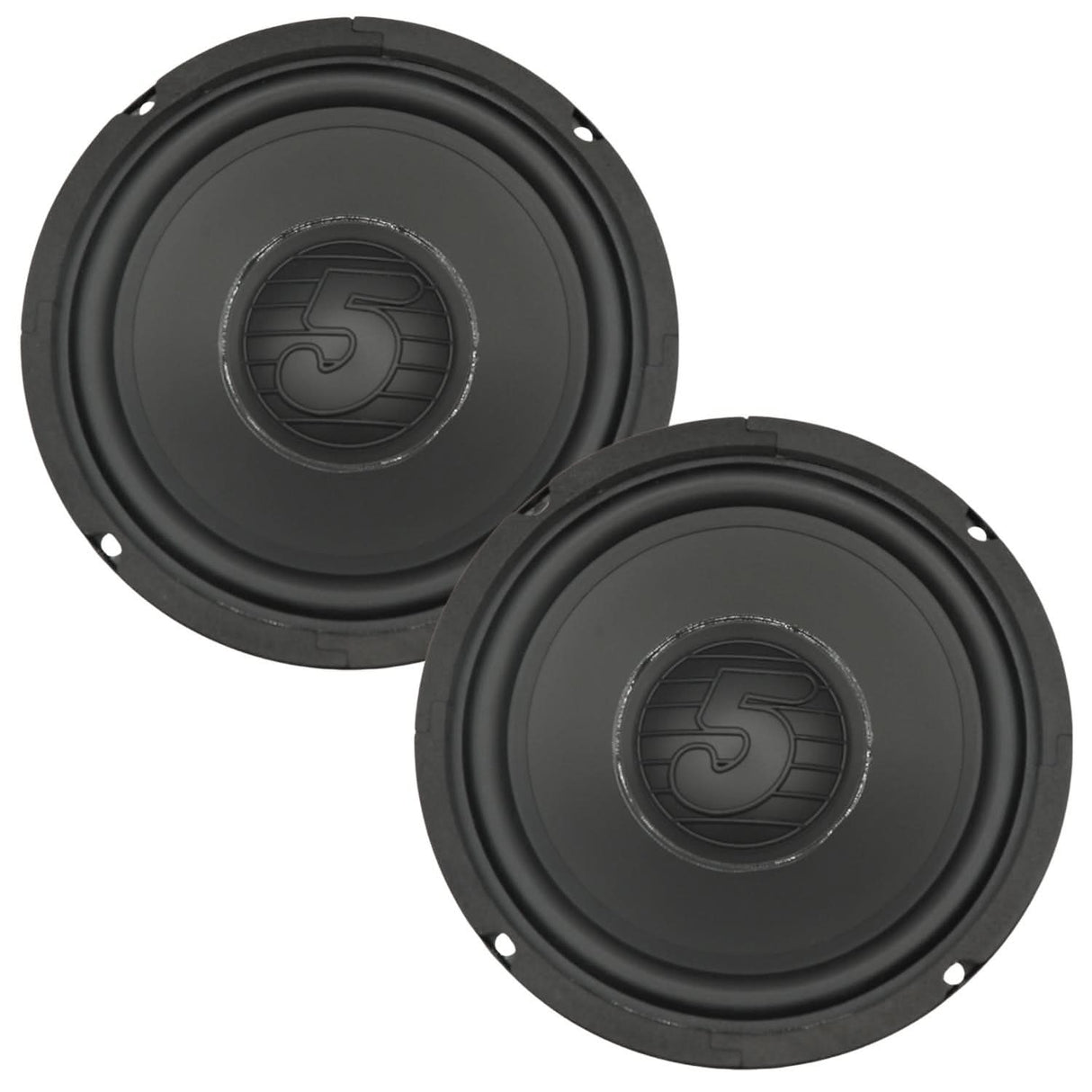 5 Core 6.5 Inch Woofer Pair 100W Car Subwoofer 4Ohm Replacement Deep Sub w Poly Cone