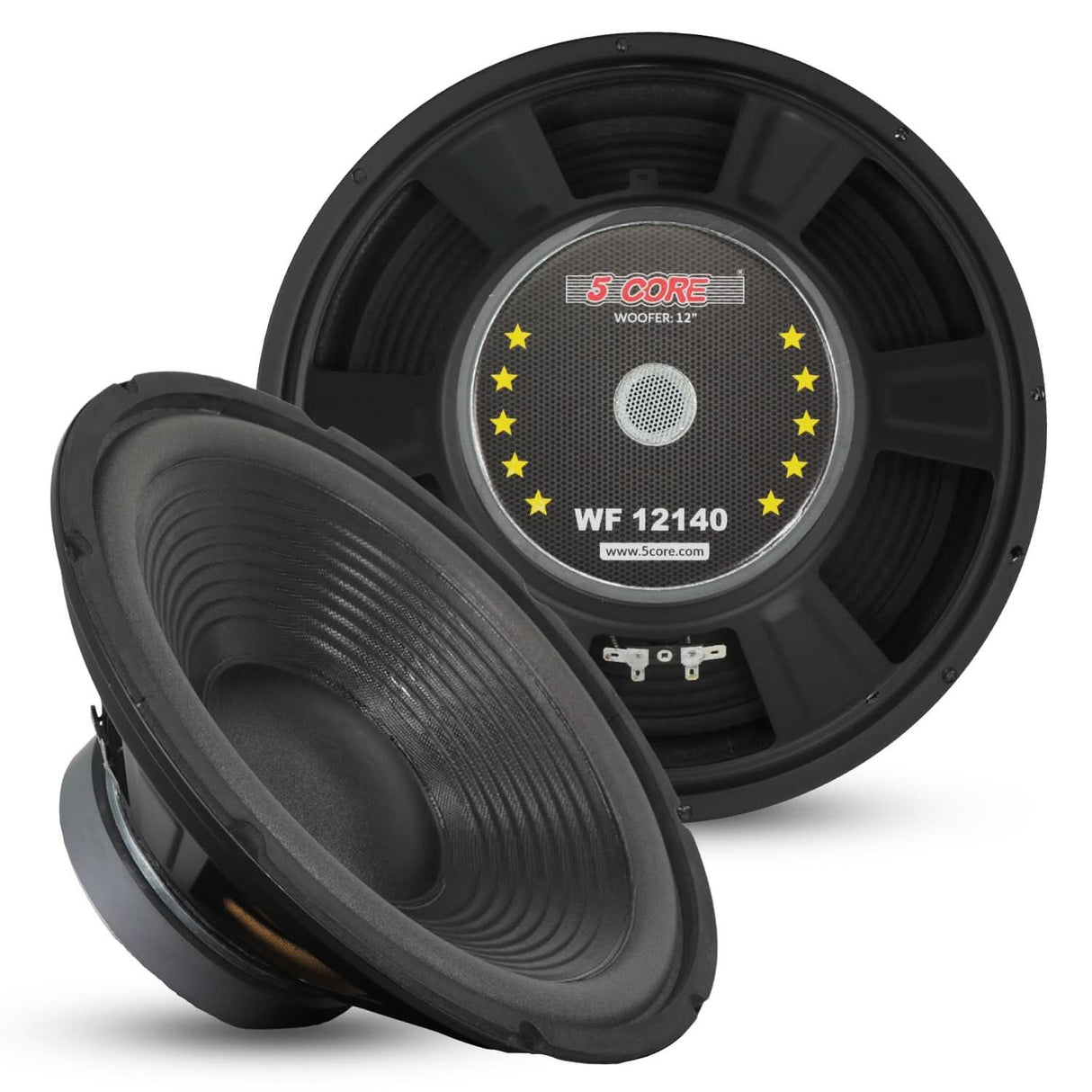 5 Core Car Subwoofer 2Pc 300W 12" Deep Bass Replacement Speaker 4Ohm 40 - 3.5 KHz Component Sub Woofer