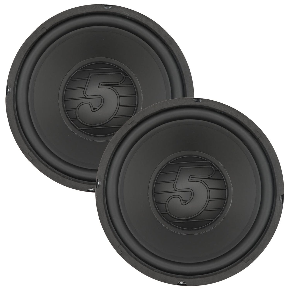 Two black subwoofer cones