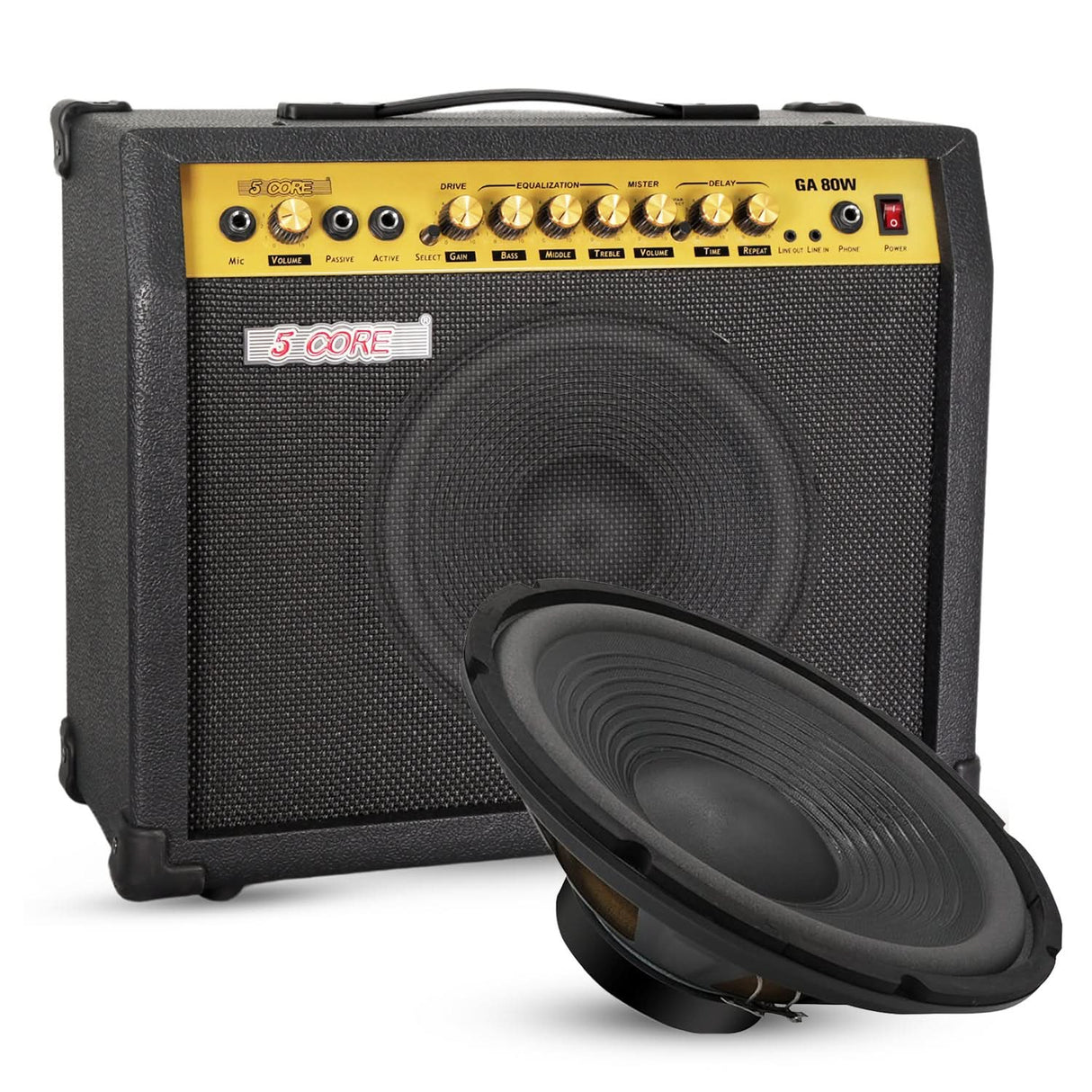 Guitar amplifier with a speaker