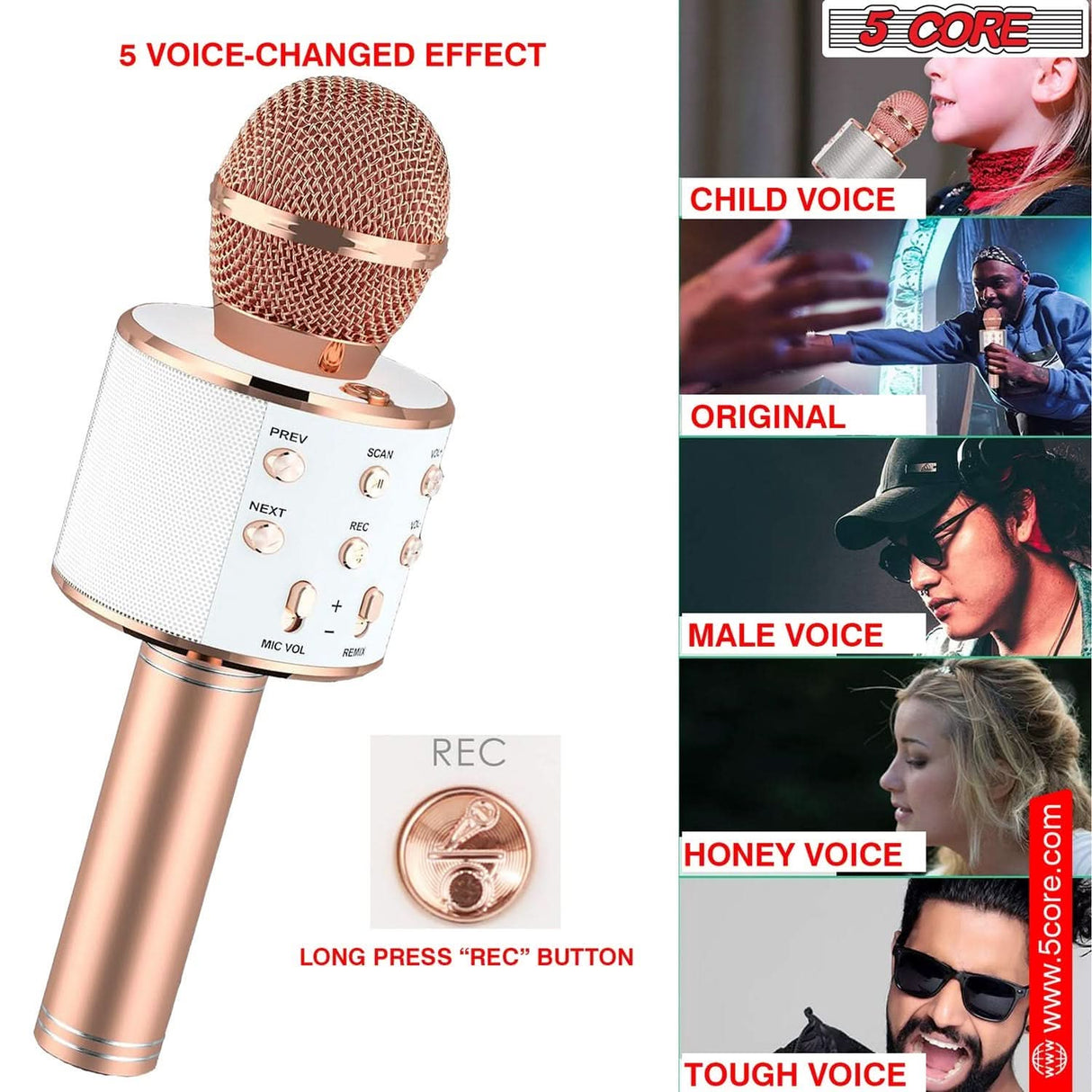 5 Core wireless karaoke microphone compact portable design view