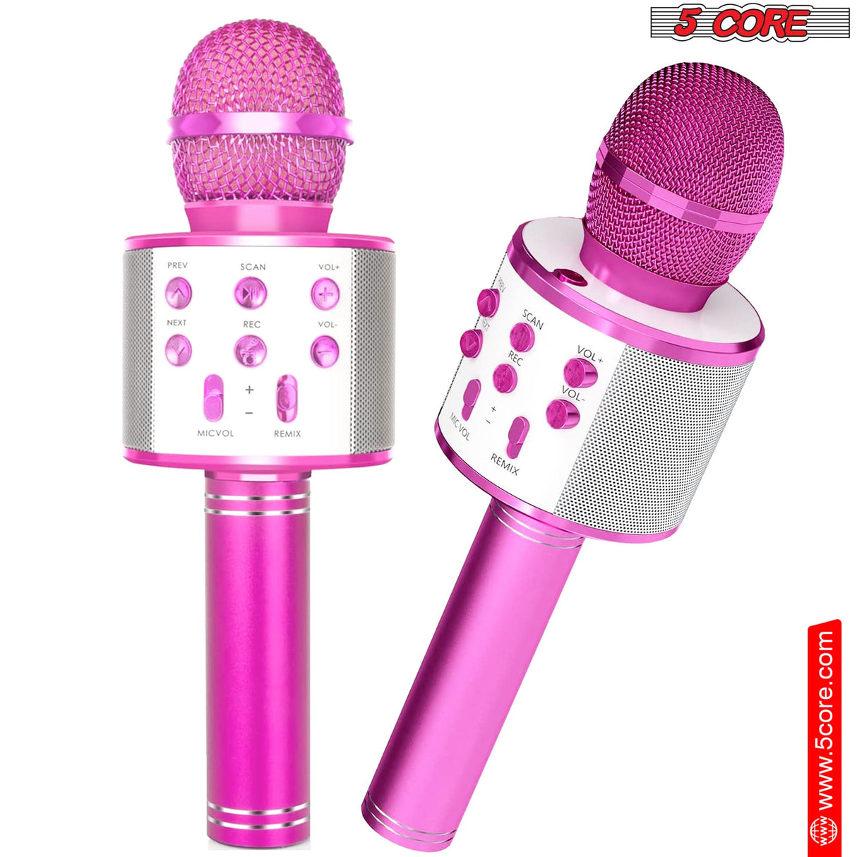 5 Core Microfono Inalambrico Karaoke Mic pink Bluetooth connection view