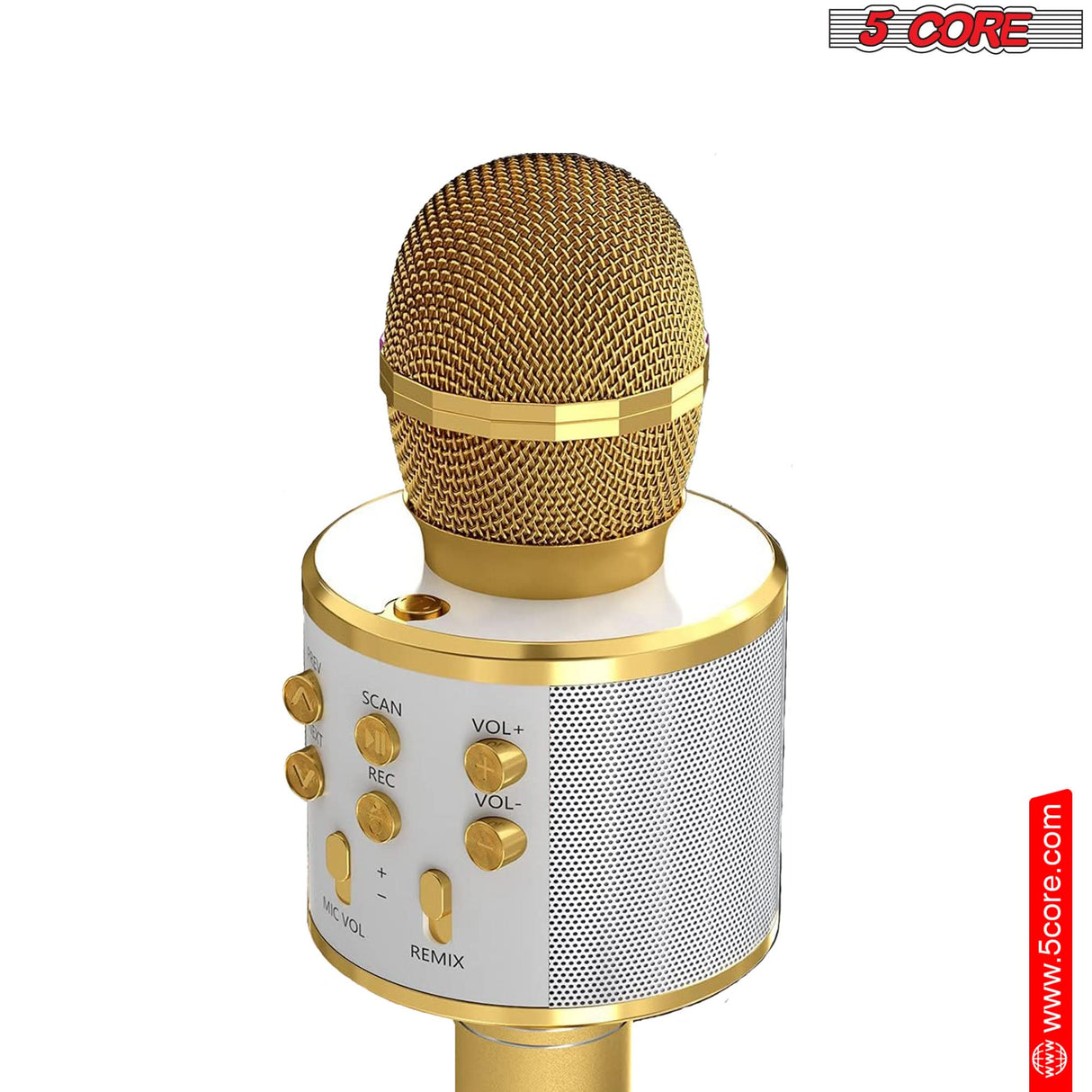 5 Core Bluetooth 3 in 1 karaoke mic gold sound output view