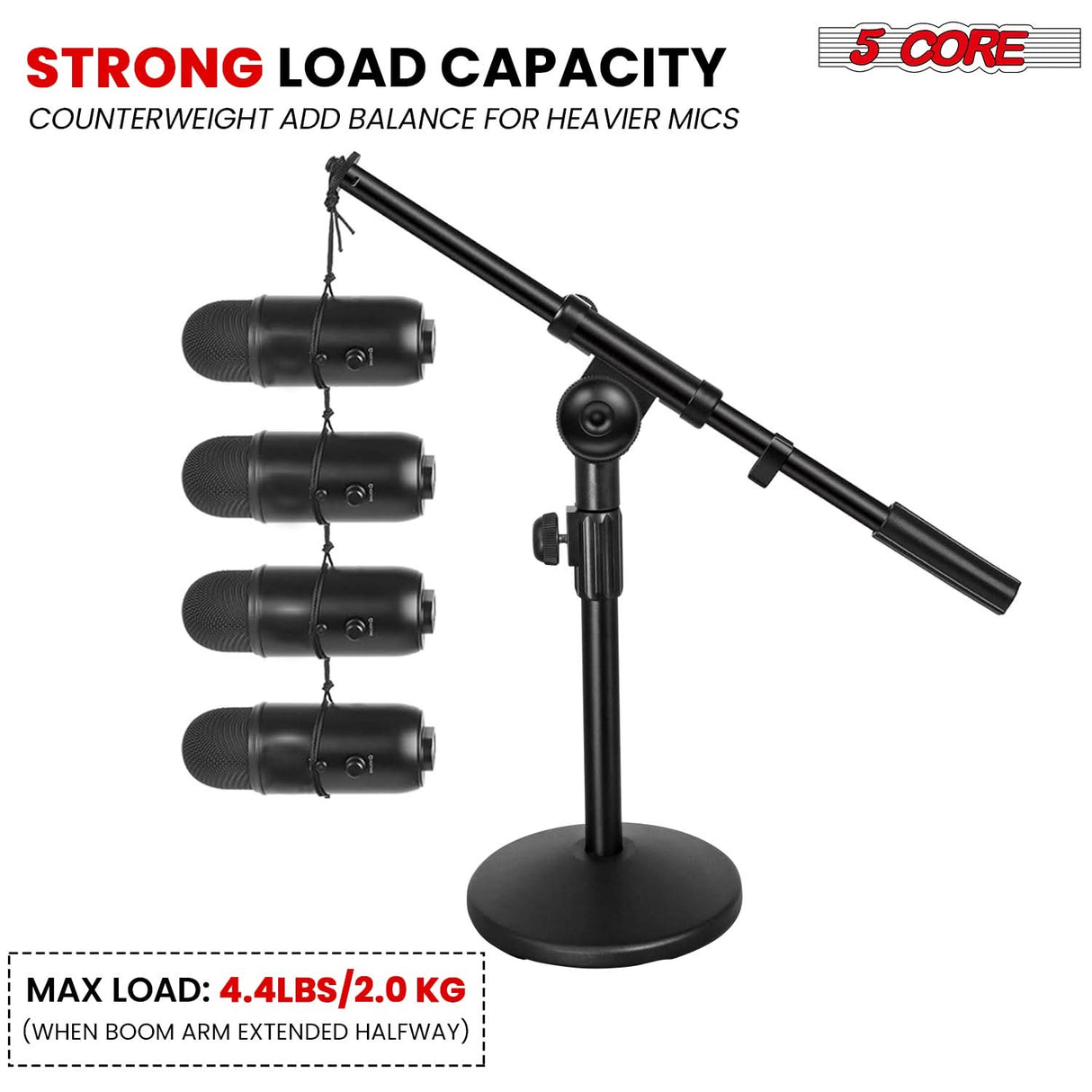 5Core Universal Mic Holder Stand desk use close angle view