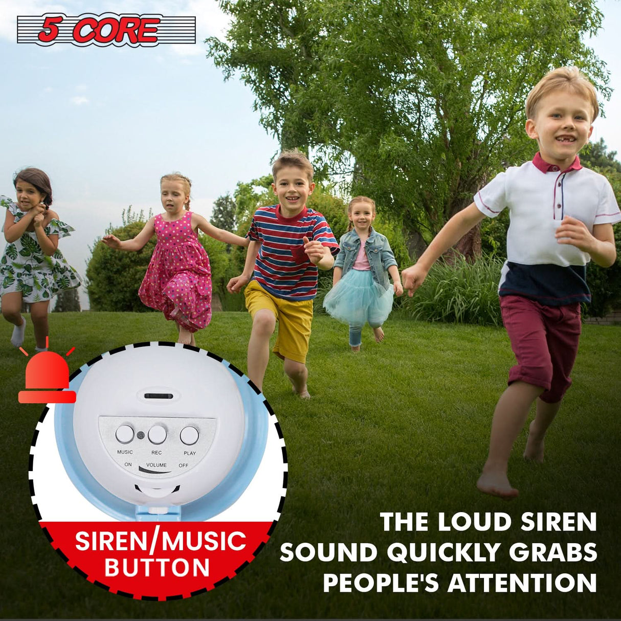 5Core Megaphone 15W Bull Horn Kids PA Speaker w 400 Yards Range Siren Lightweight Loud Mini Megafono