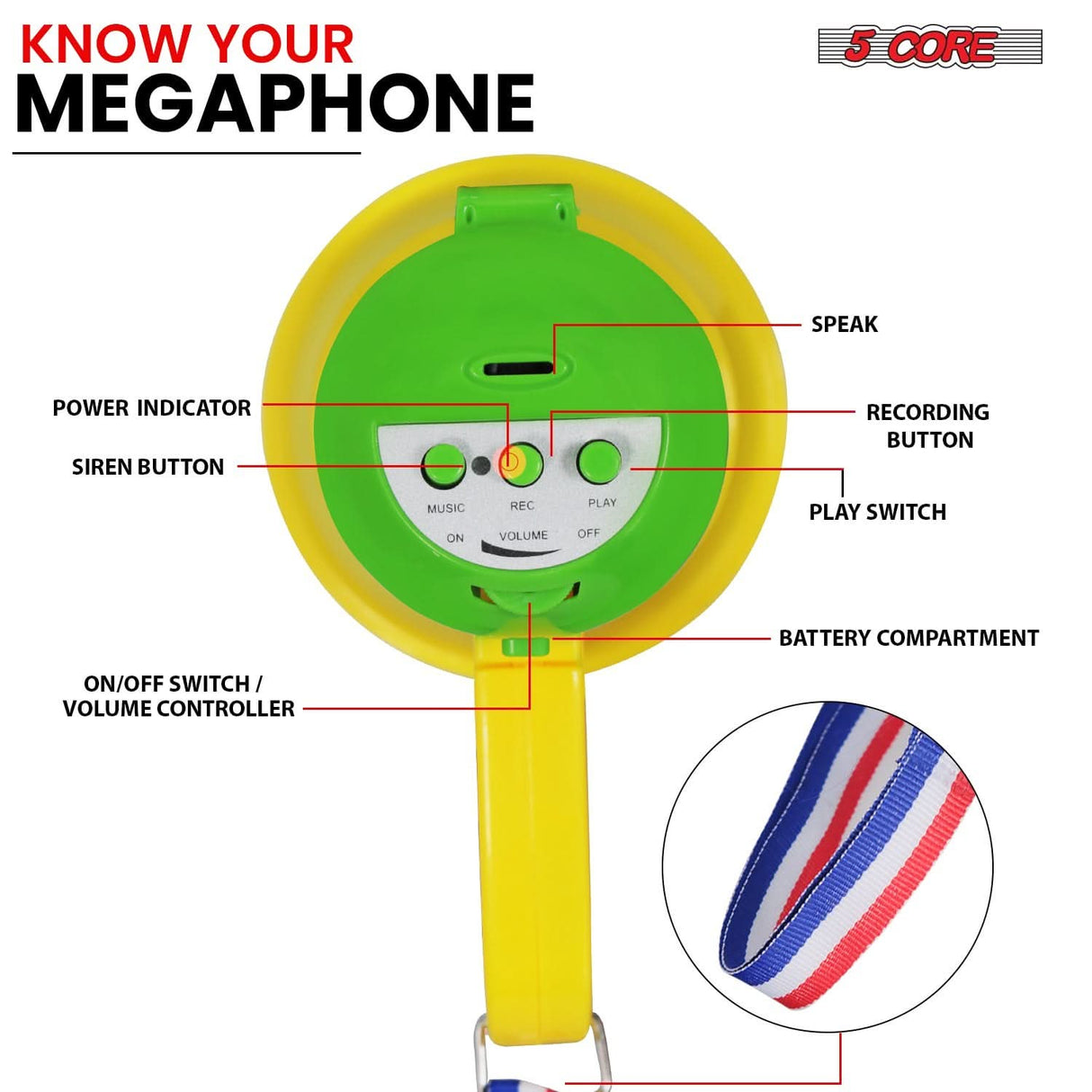 With a 400-yard range, 15W power, and volume control, this megaphone includes a siren for emergencies.