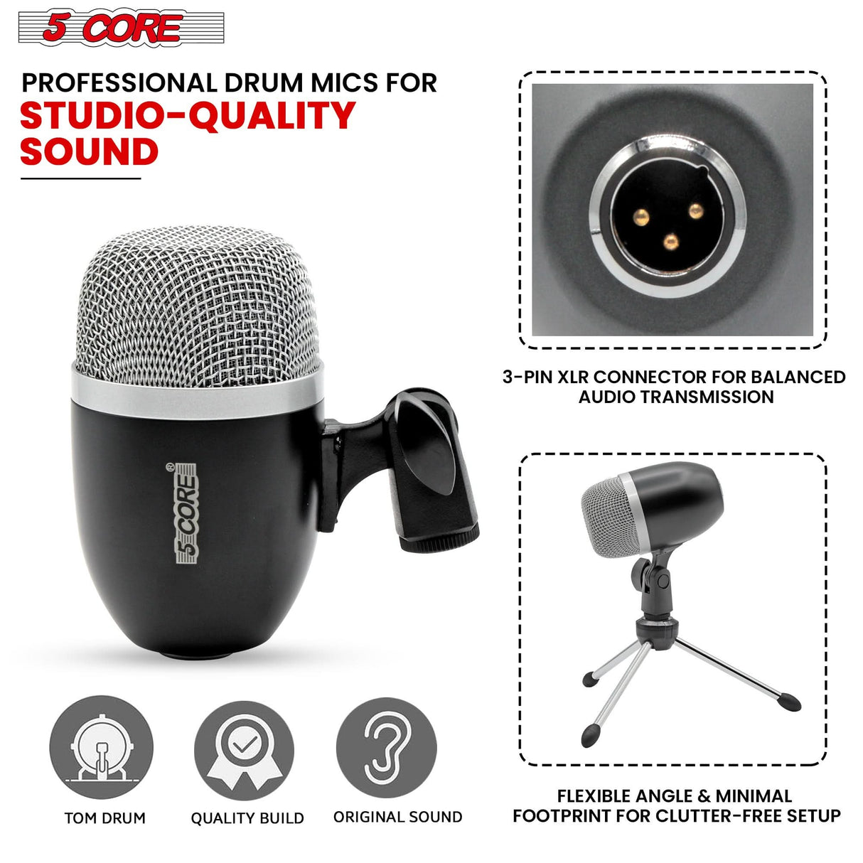 Dynamic 5Core cardioid mic in black for percussion instruments