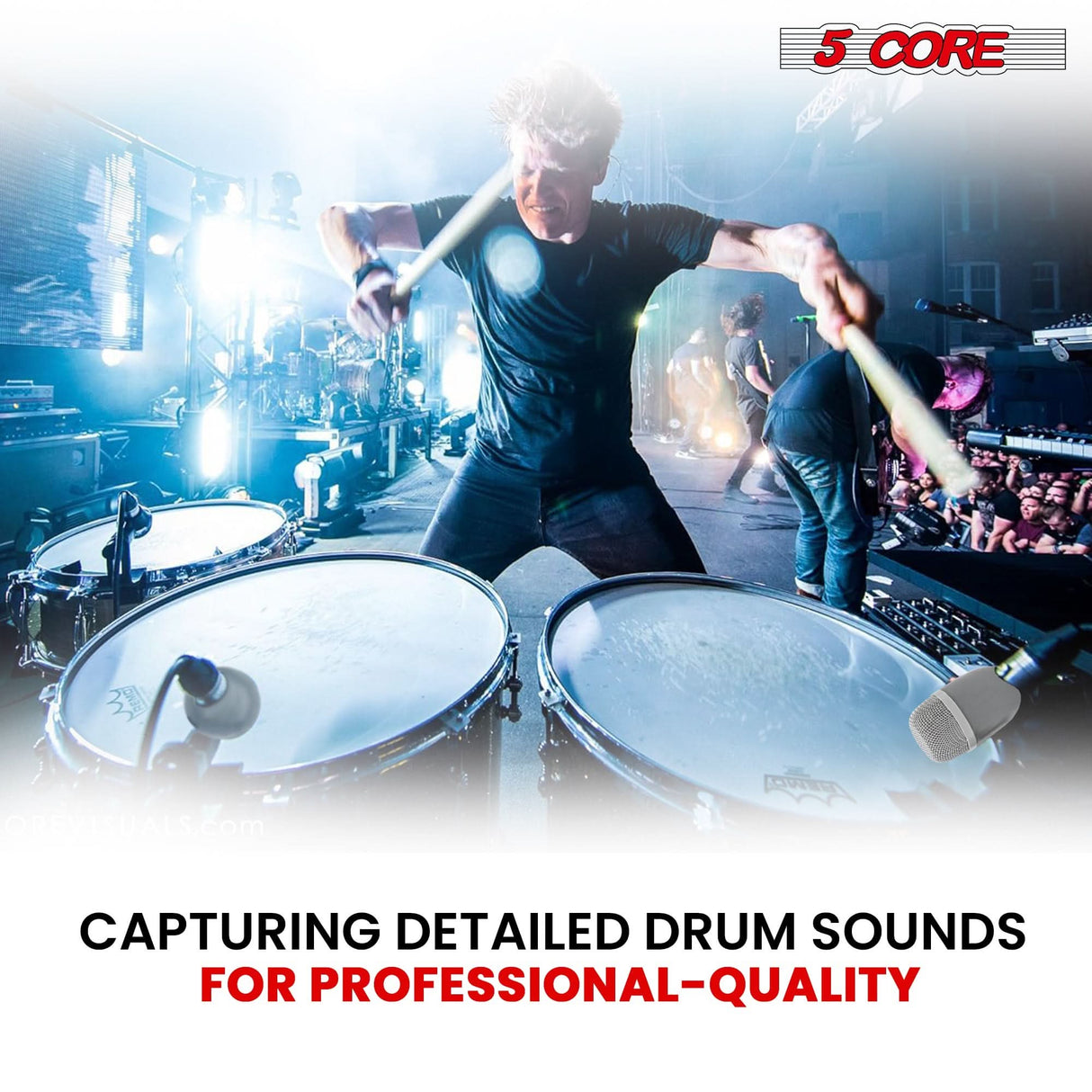 5Core black mic for drum kits with clear directional sound capture