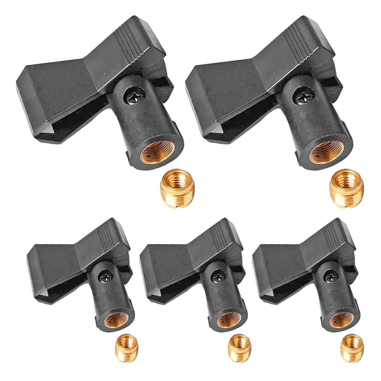 5Core microphone clip holder, 5 pieces with screw adapters, 5/8 to 3/8 inch