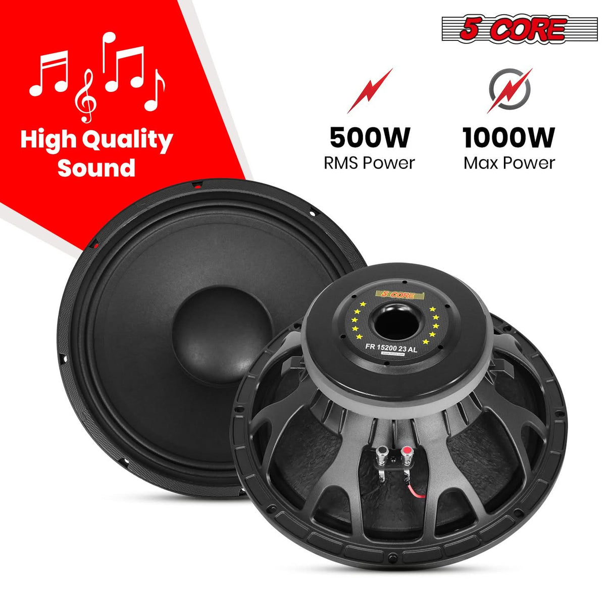 5 Core Full Range 15 Inch Subwoofer Driver Basket Design View