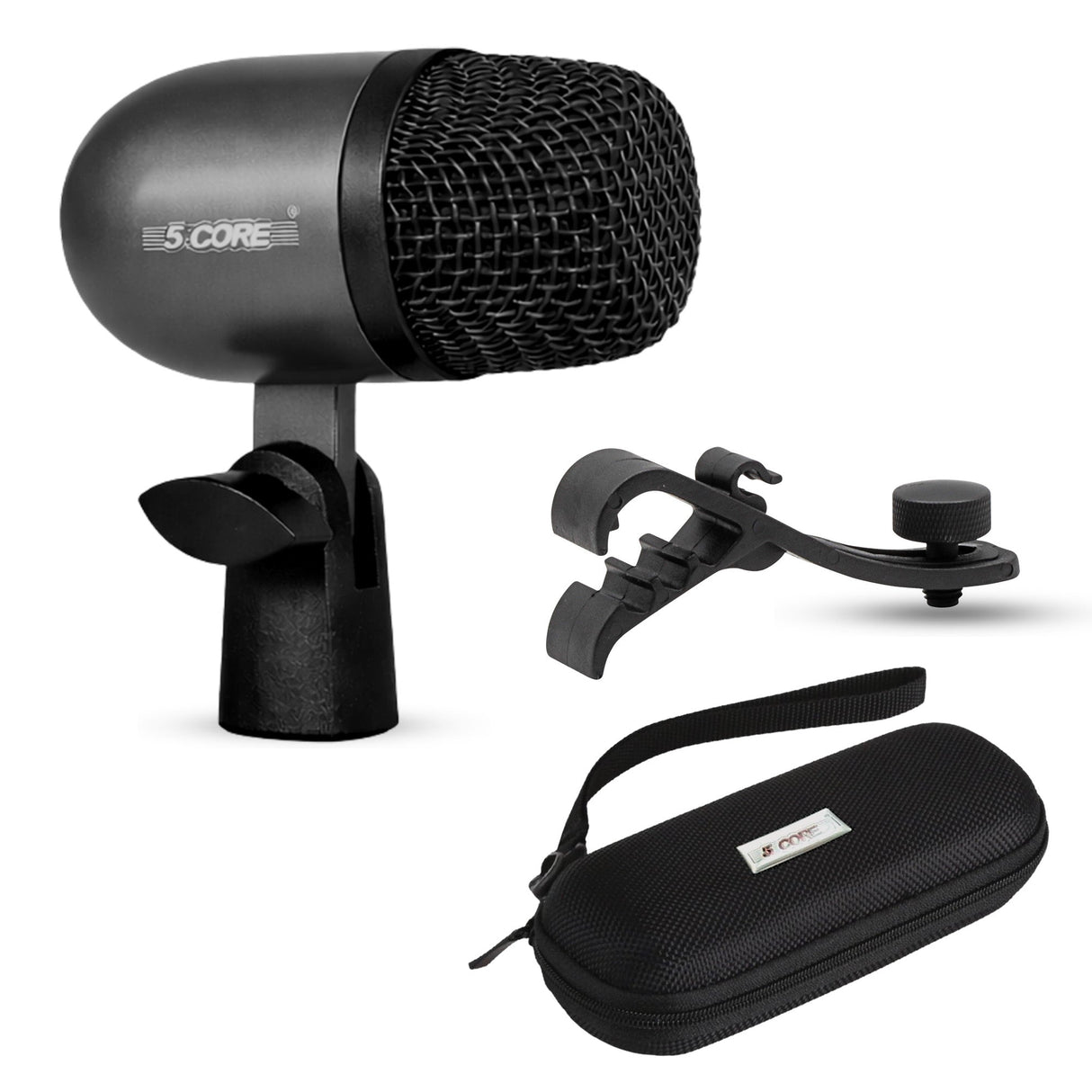 5Core Tom Snare Mic Cardioid Dynamic Microphone for Drum Kit Percussion Instrument BLACK