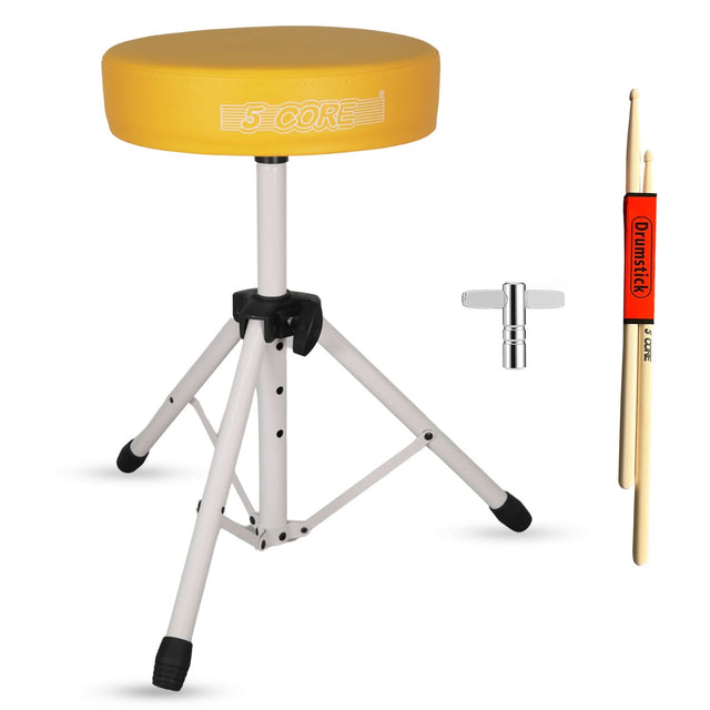 5 Core Drum Throne 3" Thick Padded Memory Foam Comfortable Drummer Stool 330Lb Capacity Adjustable