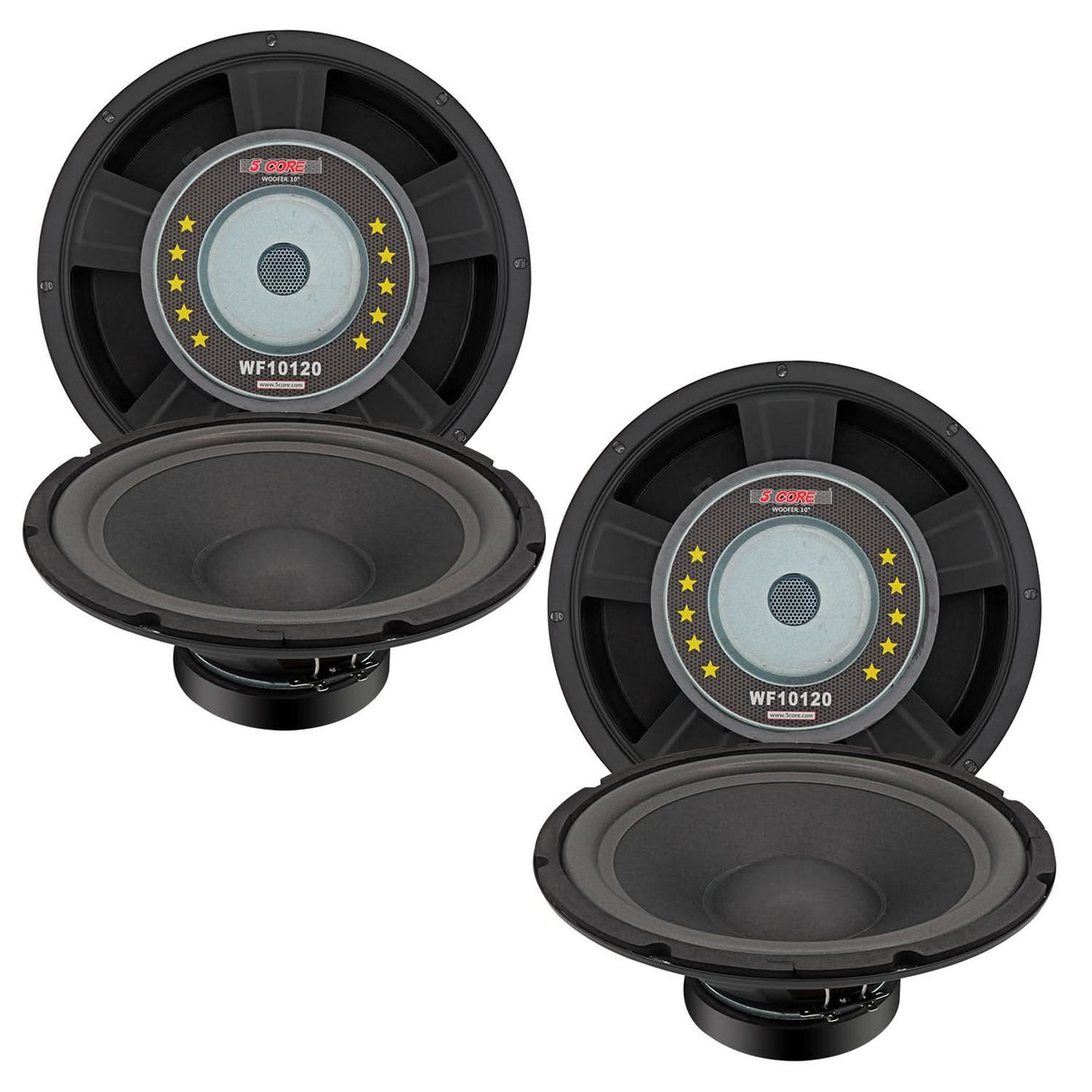 5 Core 10 Inch Subwoofer 600 Watt Car Audio Sub Woofer 4 Ohm w Deep Bass Replacement Loud Speaker