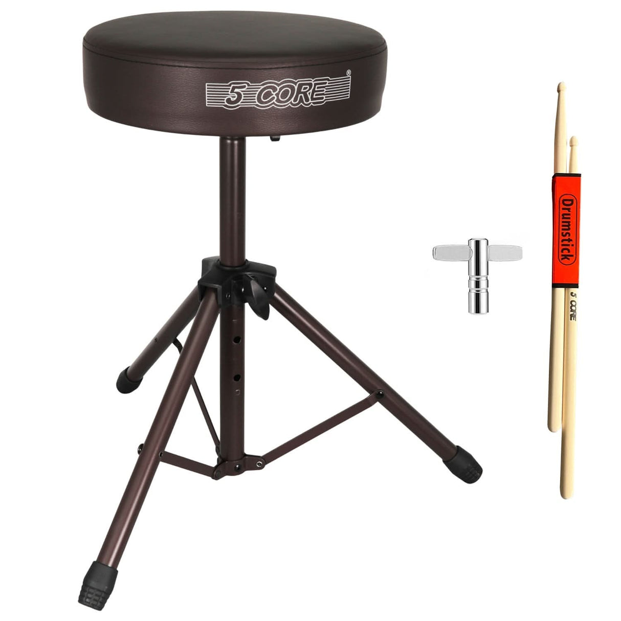 5 Core Drum Throne 3" Thick Padded Memory Foam Comfortable Drummer Stool 330Lb Capacity Adjustable