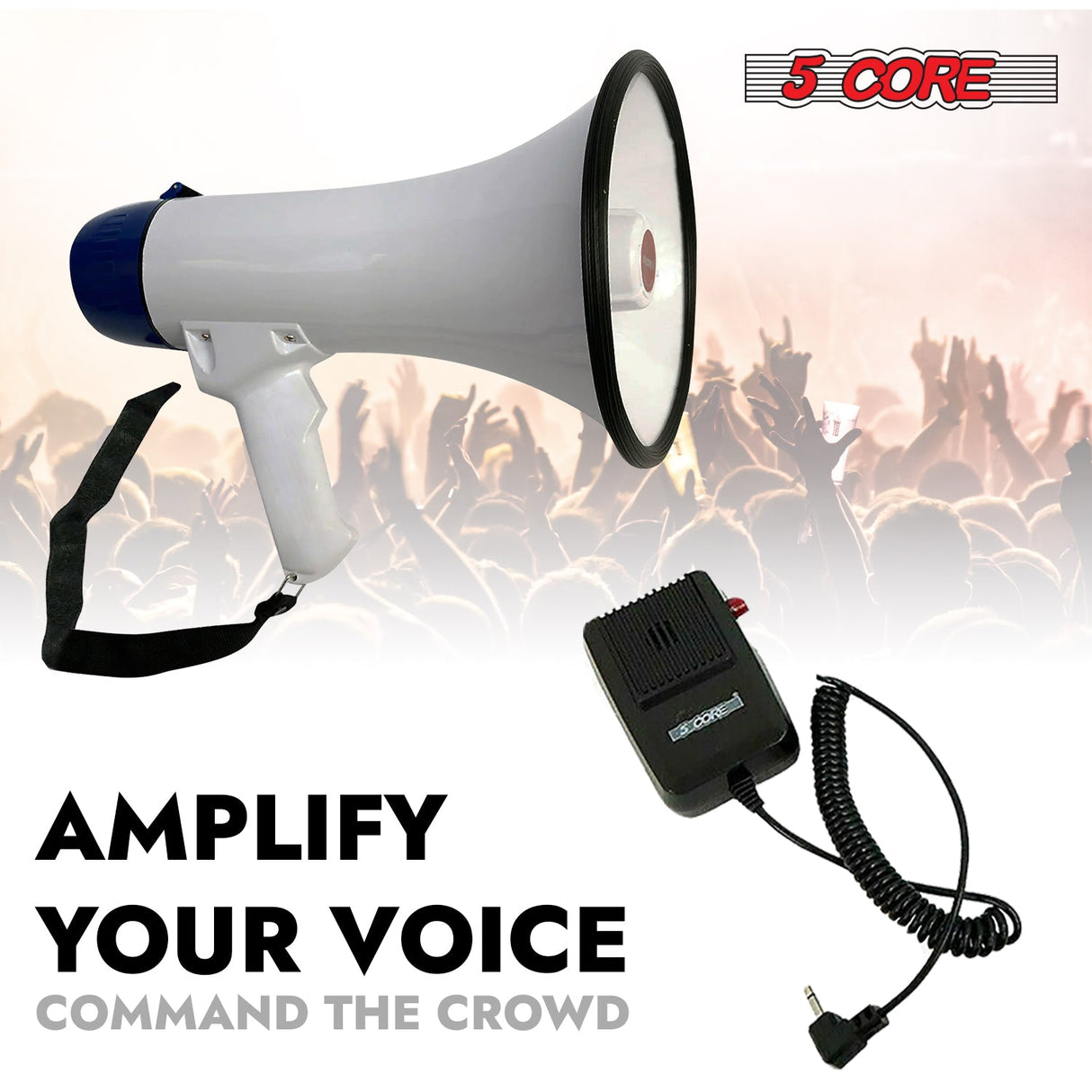 5Core Megaphone Bullhorn Speaker 20W Bull Horn Battery Power Cheer Megafono Loudspeaker