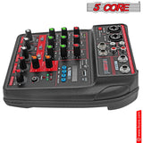 5Core Audio Mixer 4 Channel DJ Soundboard USB Interface Bluetooth Mixing Console w Repeat Delay +48V