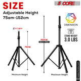 5 Core Speaker Stand Tripod Heavy Duty Adjustable 60" Universal Mount for PA DJ Studio
