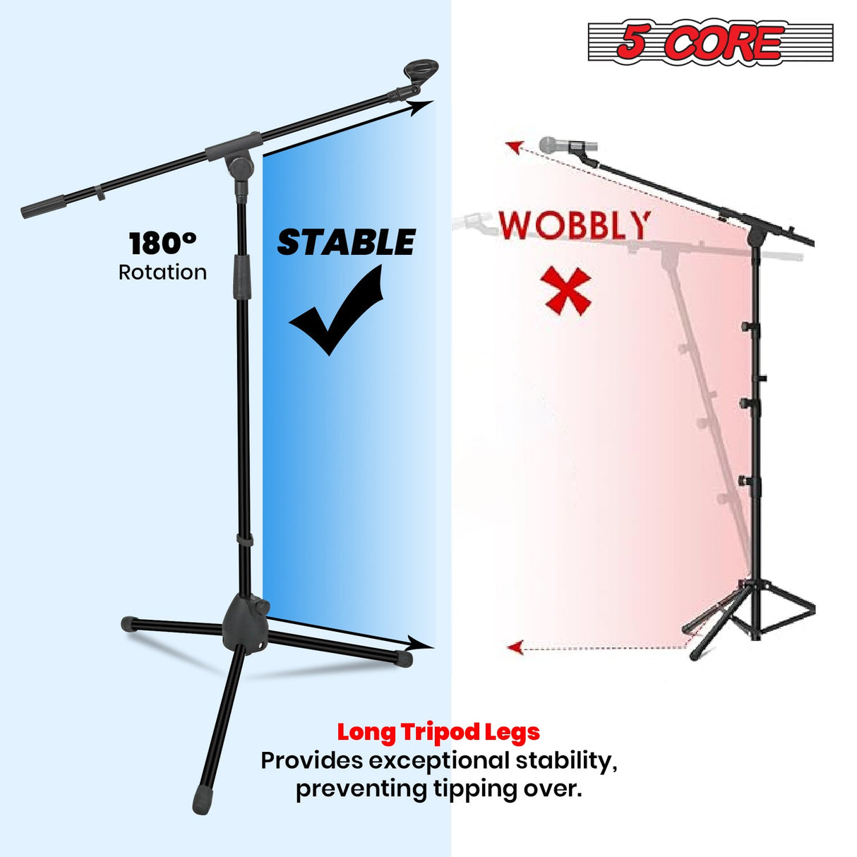 5Core Tripod Mic Stand Adjustable Holder Floor Microphone Boom Arm
