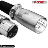 5Core XLR Connector Male Female to 1/4 Audio Jack 3 Pin Secure Mic Plug w Locking Ends