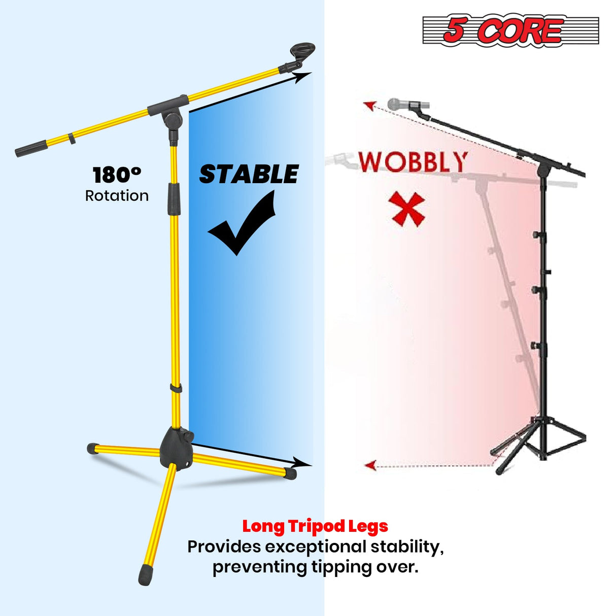 5Core Tripod Mic Stand Adjustable Holder Floor Microphone Boom Arm