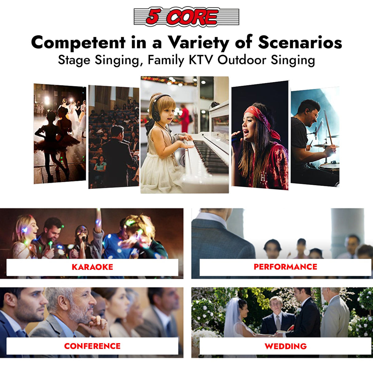 5Core XLR Microphone Dynamic Mic Karaoke Singing Studio Microfono Handheld Mics