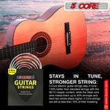 5Core Acoustic Guitar Strings 0.010-0.048 Steel Gauge Heavy Duty w Bright Tone For 6 String Guitars