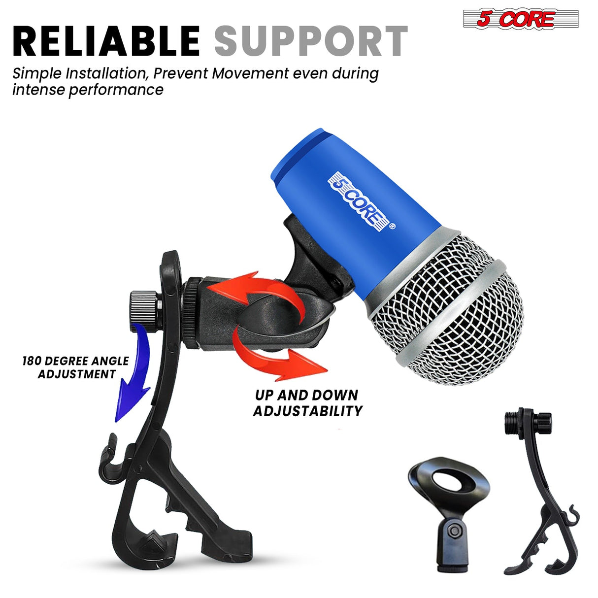 5Core Drum Mic Kit 9 Pcs Kick BassTom Snare Dynamic Mics Instrument Microphone Set BLUE