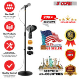 5 Core Mic Stand Pair Round Base Height Adjustable Universal Microphone Mount Stands