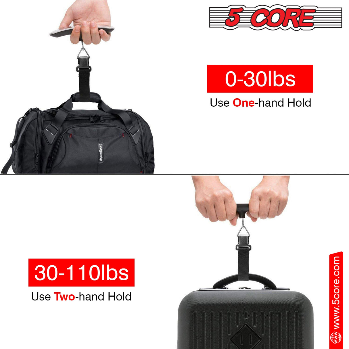 5 Core Digital Luggage Scale Weight Scale Travel Hanging Baggage Weighing Machine