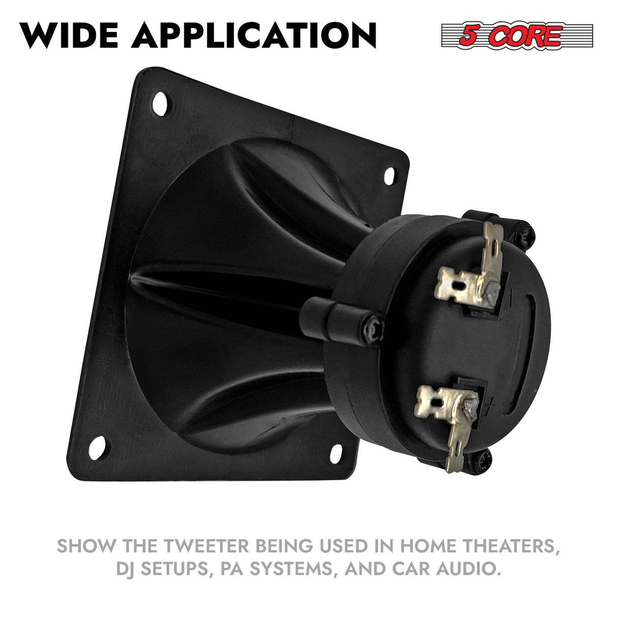 5Core Tweeter 3.25" x 3.25" 40W Component Square Driver Replacement Piezo Super Horn