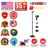 5 Core Mic Stand Pair Round Base Height Adjustable Universal Microphone Mount Stands