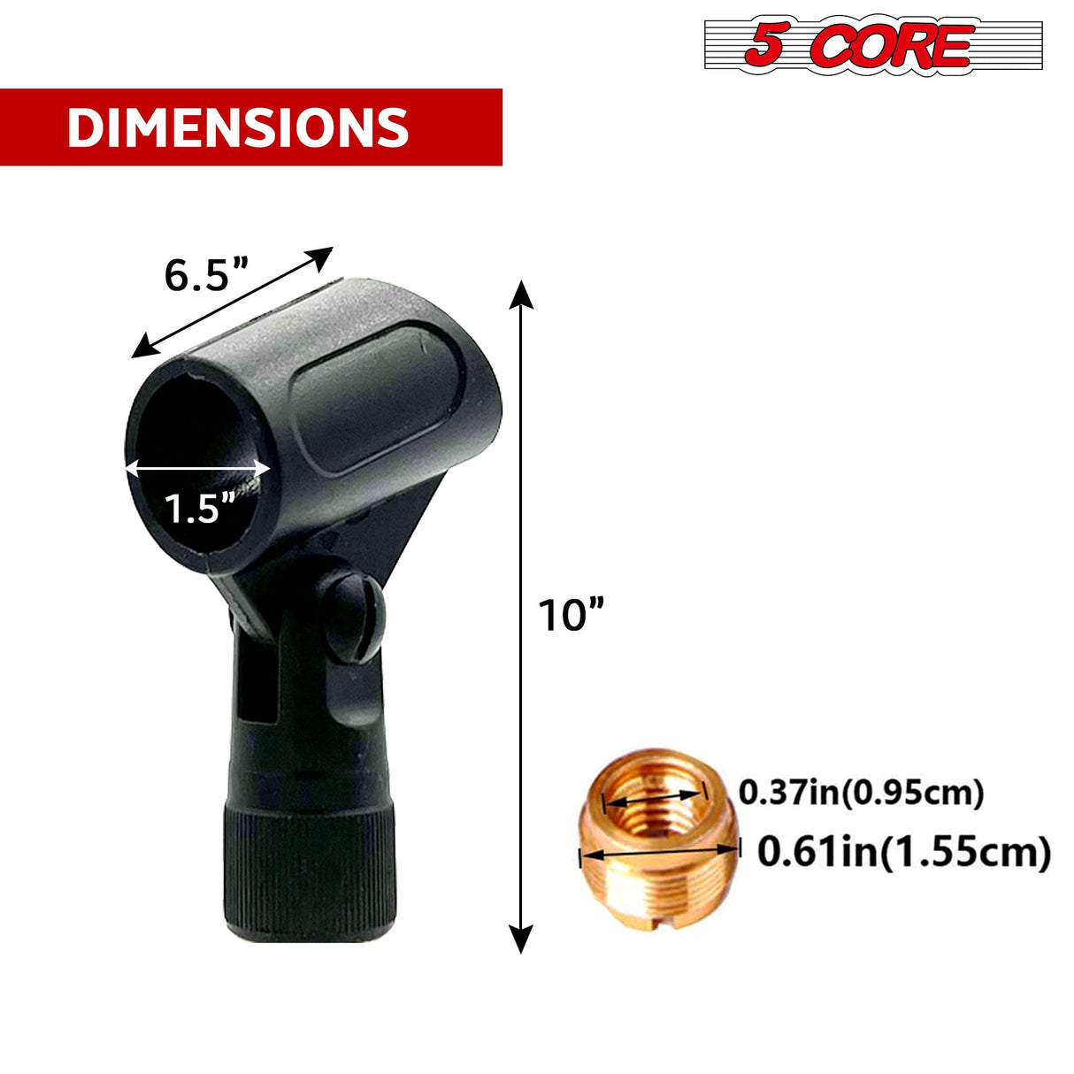 5 Core Microphone Clip Holder 2 Pieces with Screw Adapters 5/8 to 3/8 Inch